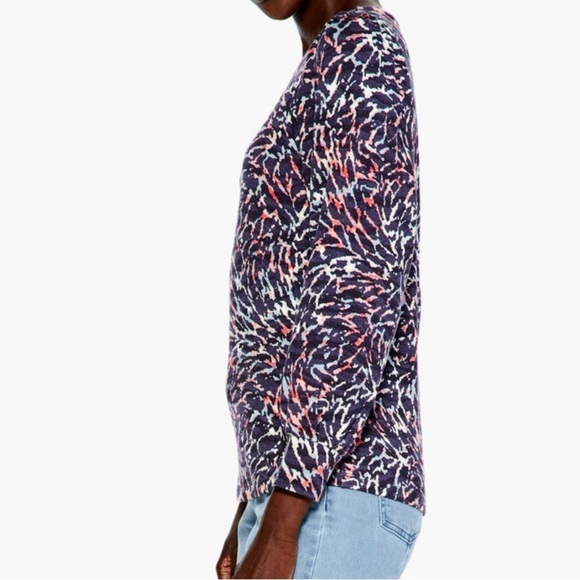 NIC+ZOE puff long sleeve Glowing Sunset 2023 print rayon pullover top size S - Picture 4 of 12